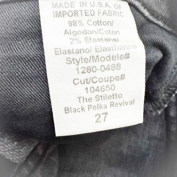 Current Elliott The Stiletto Black Polka Revival Skinny Denim Jeans Size 27 - Picture 7 of 8